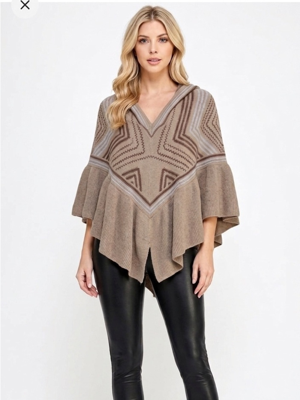 Boho knit cape sweater cardigan size medium/large